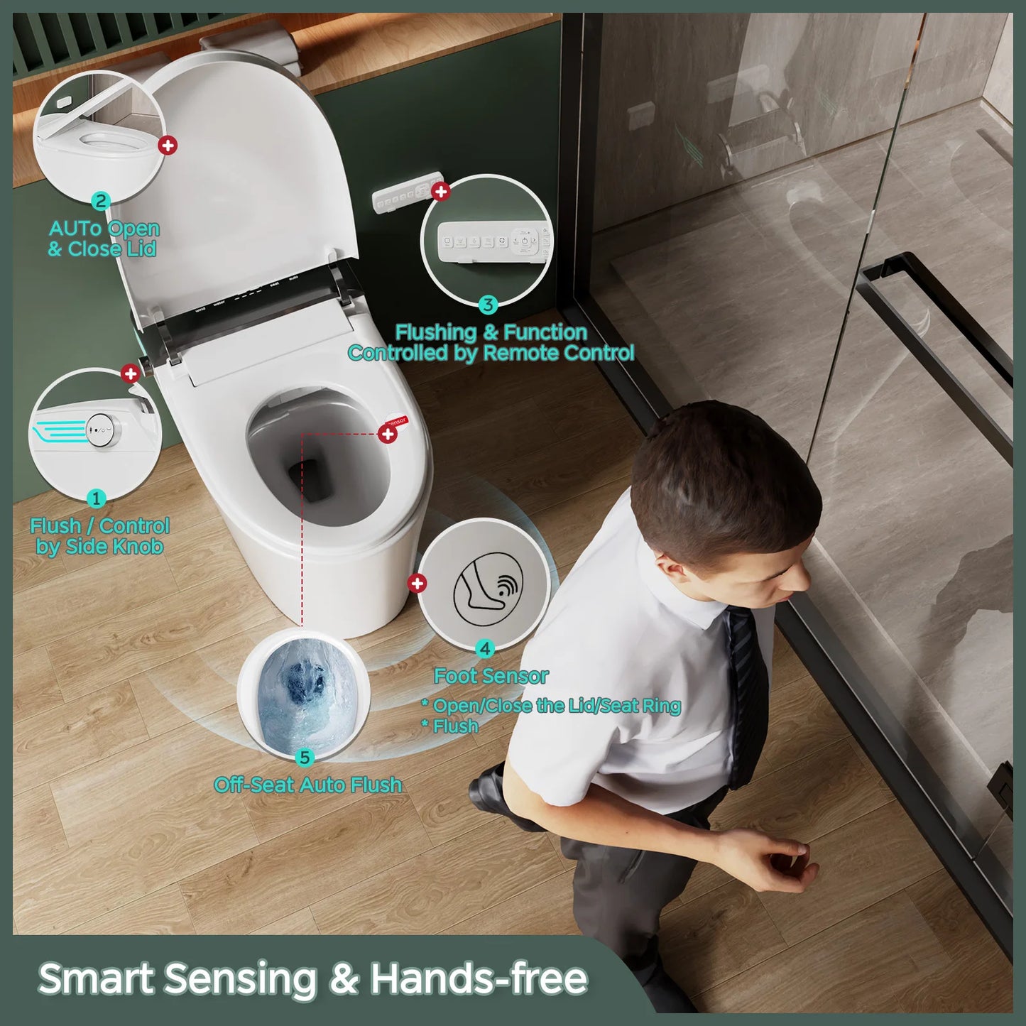 Elongated Smart Toilet with Bidet Built in