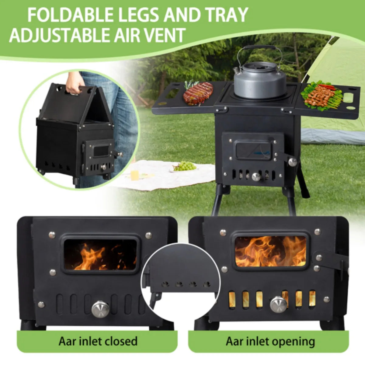 Camping Wood Stove with Chimney