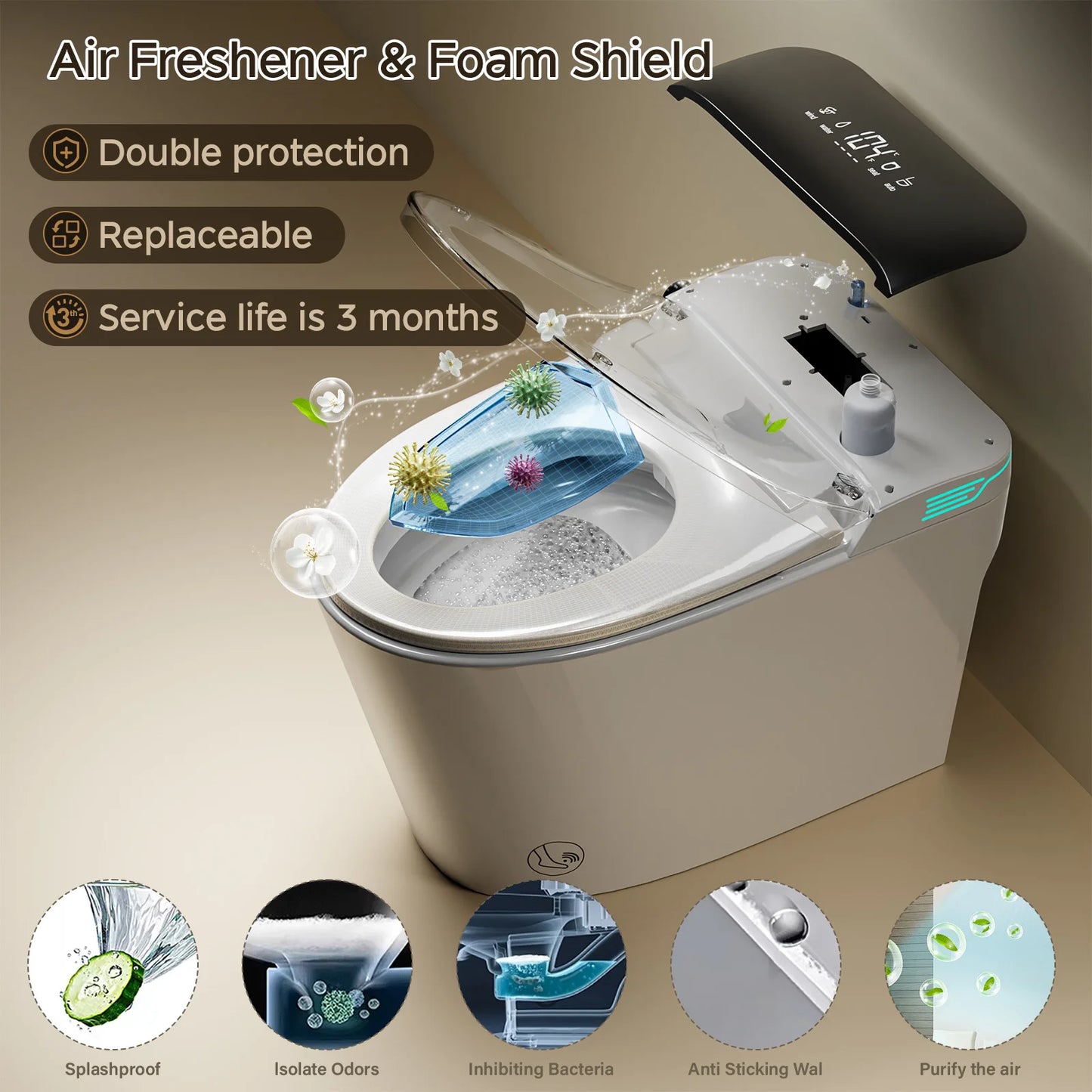 Elongated Smart Toilet with Bidet Built in