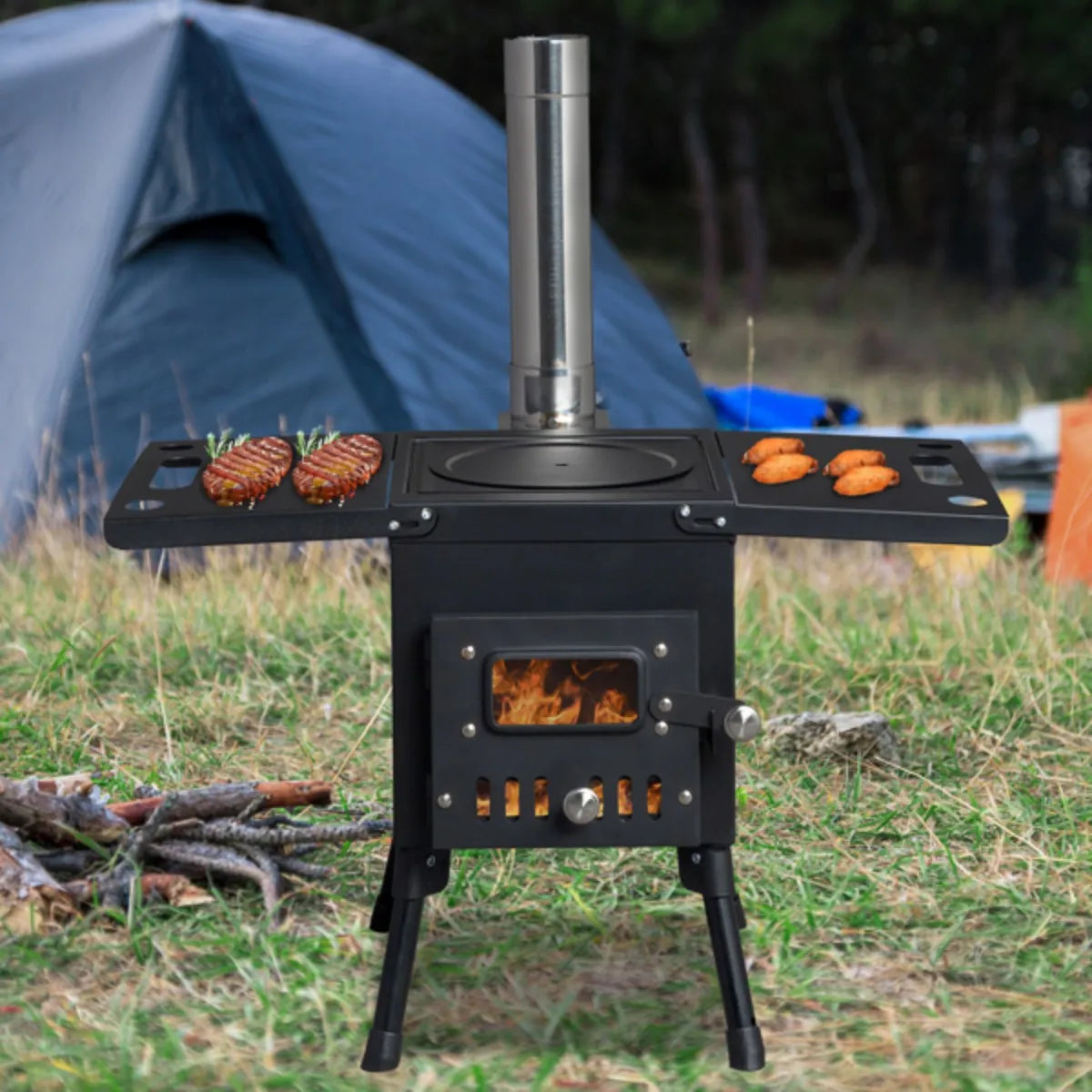 Camping Wood Stove with Chimney