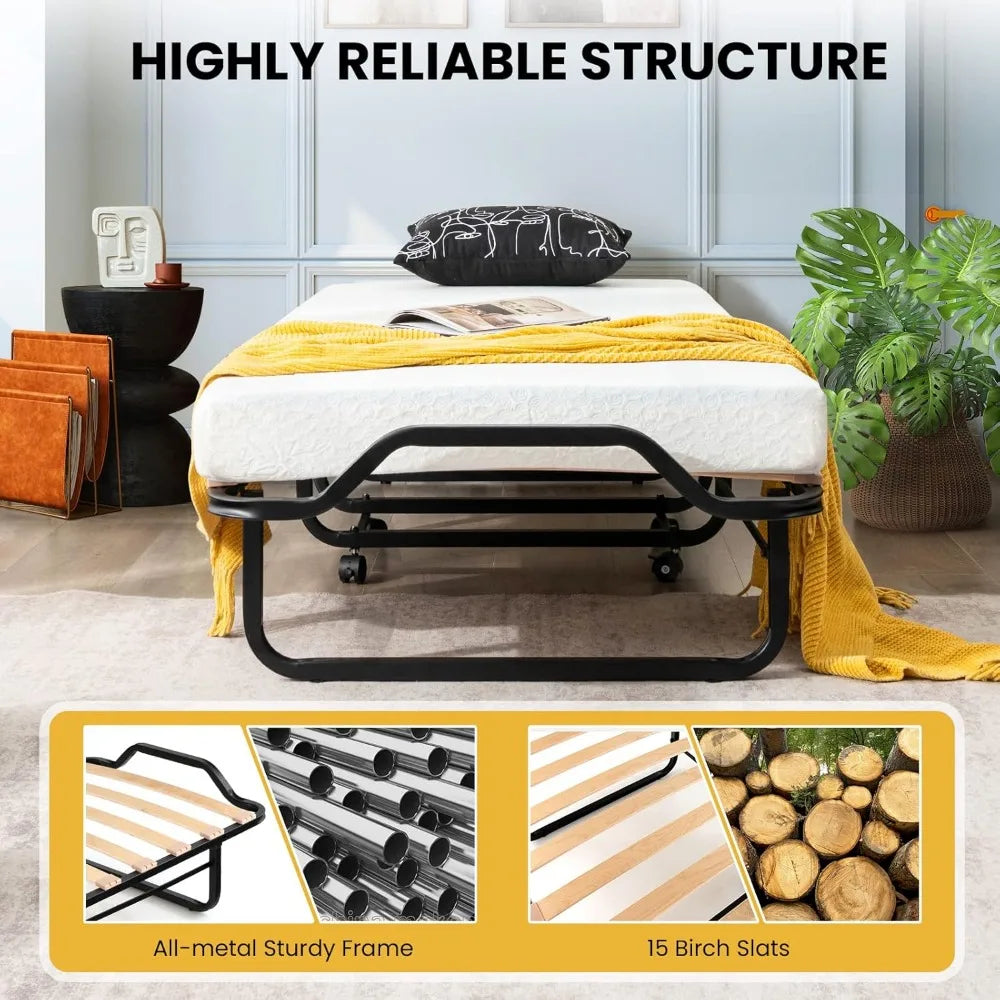 Folding Bed with Mattress for Adults