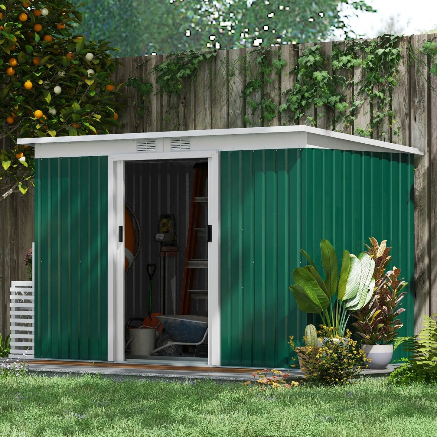 9' X 4' Metal Outdoor Storage Shed with Lockable Doors