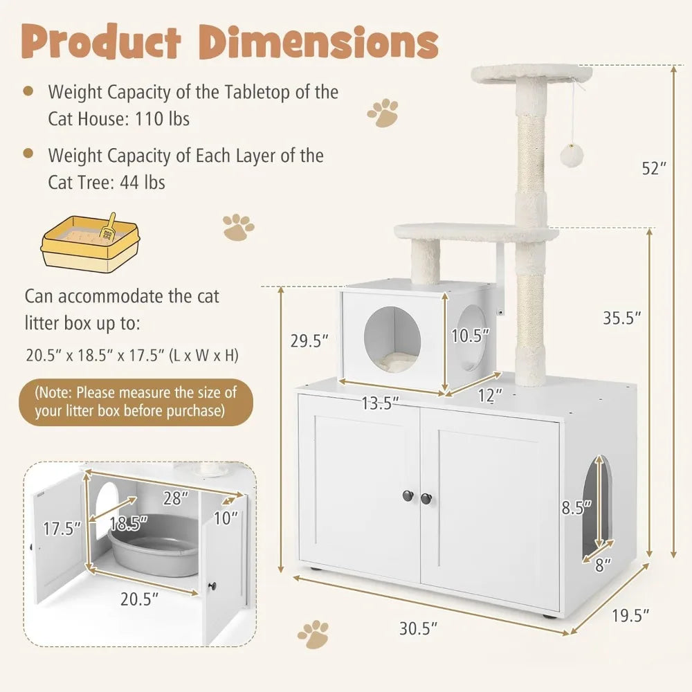 Litter Box Enclosure with Cat Tree