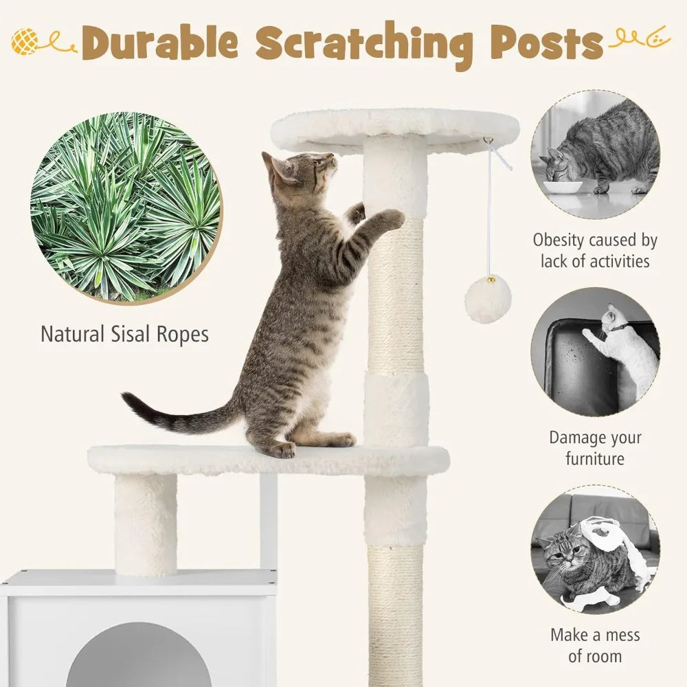 Litter Box Enclosure with Cat Tree