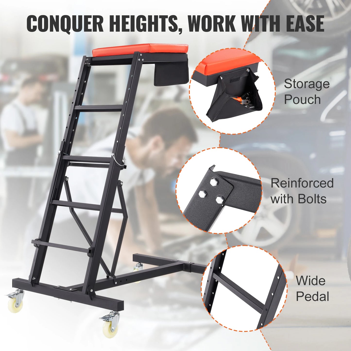 Top Automotive Engine Creeper with Adjustable Height