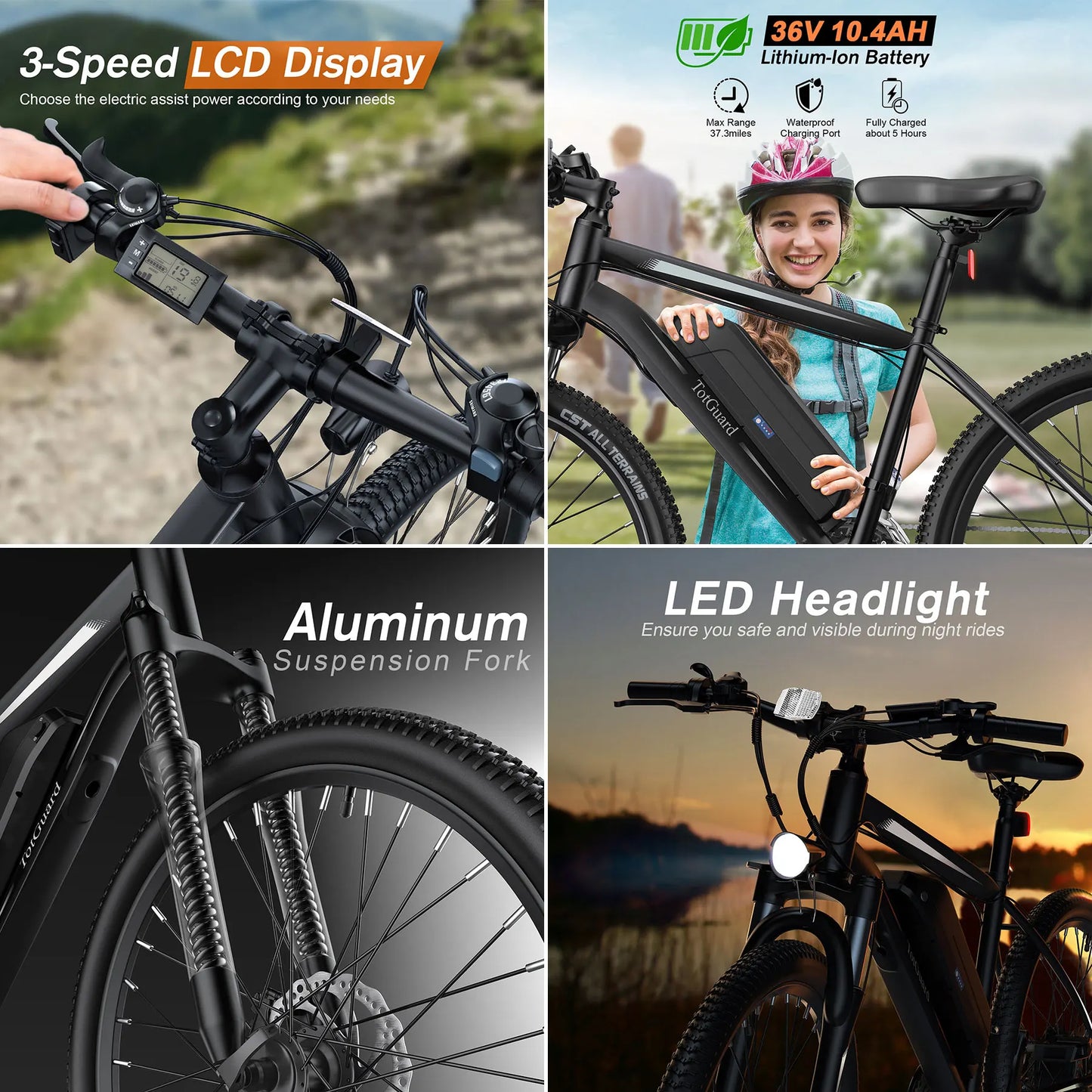 Electric Bike for Adults 26" with Removable Battery