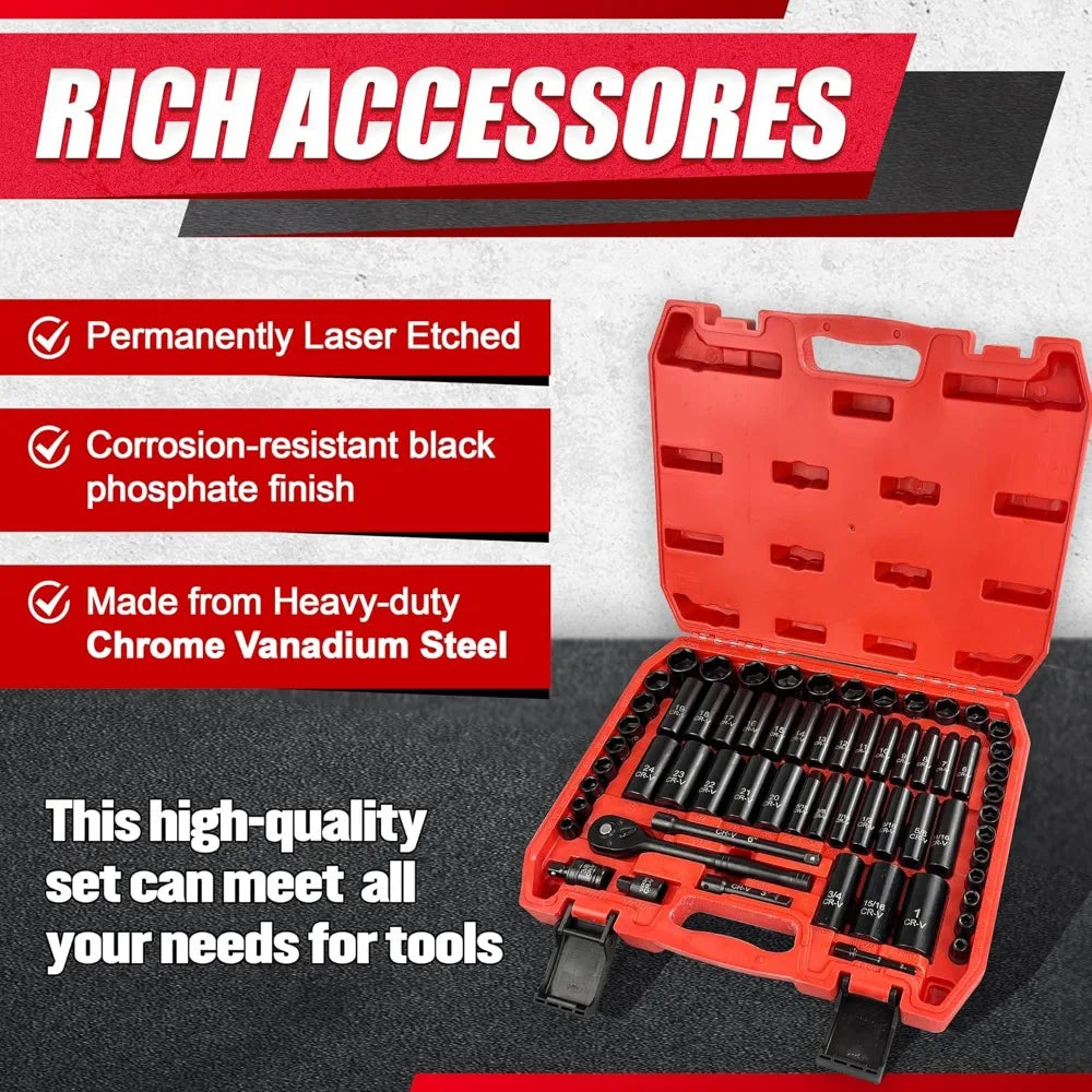 64pcs 3/8" Drive Impact Socket Set