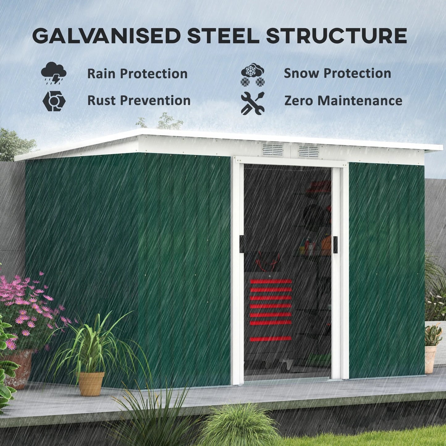 9' X 4' Metal Outdoor Storage Shed with Lockable Doors