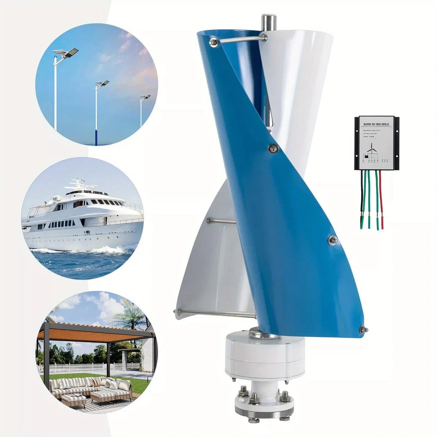 Vertical Axis Wind Turbine Kit w/ Controller 500w