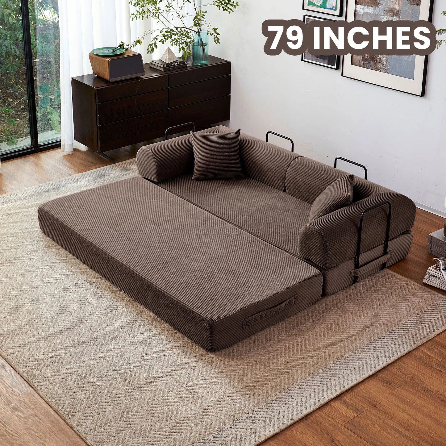 79'' Convertible Futon Sleeper Sofa Bed
