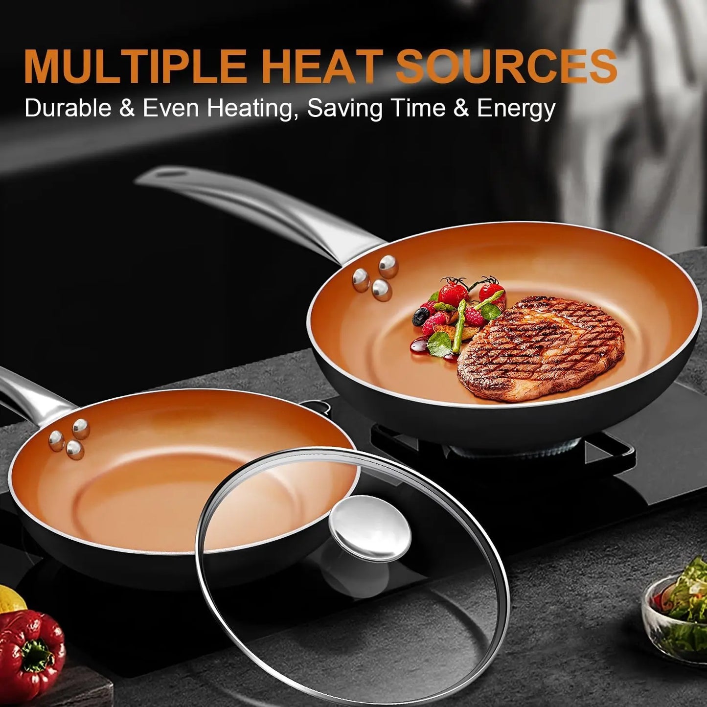 8 Inch Nonstick Frying Pan with Lid