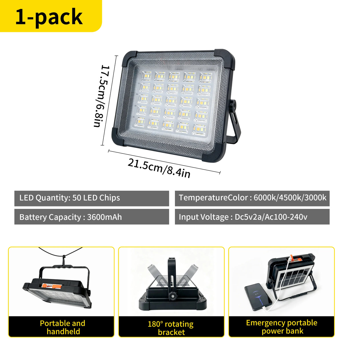 Solar LED Work Light Waterproof