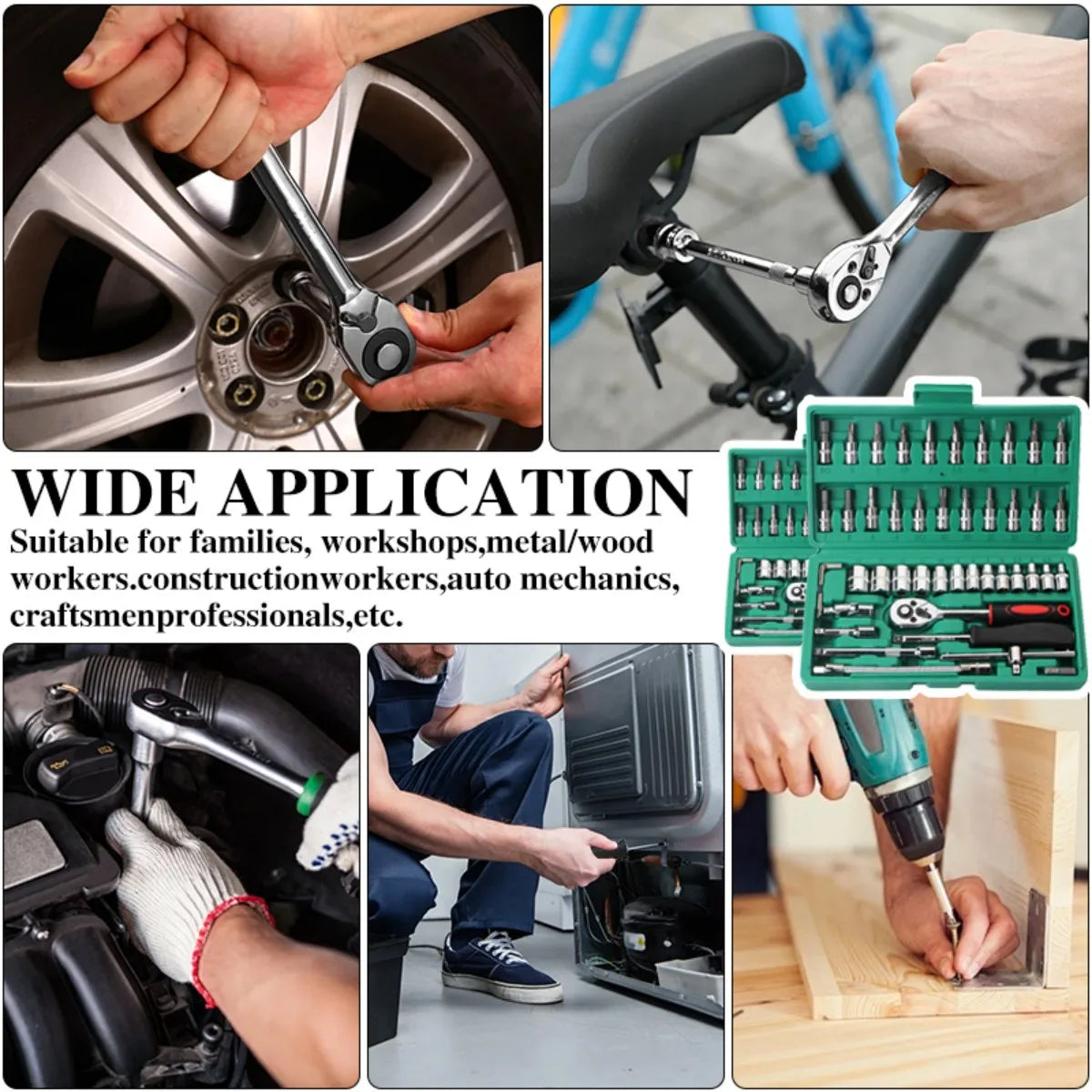 46pc Socket Set 1/4 inch Ratchet