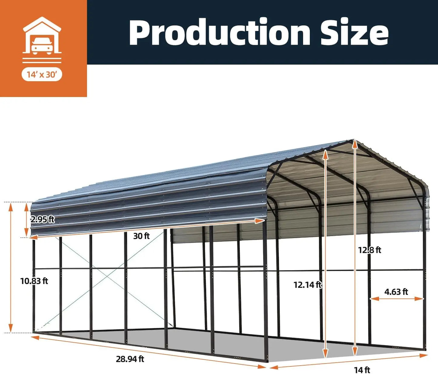 14x30 FT RV Metal Carport