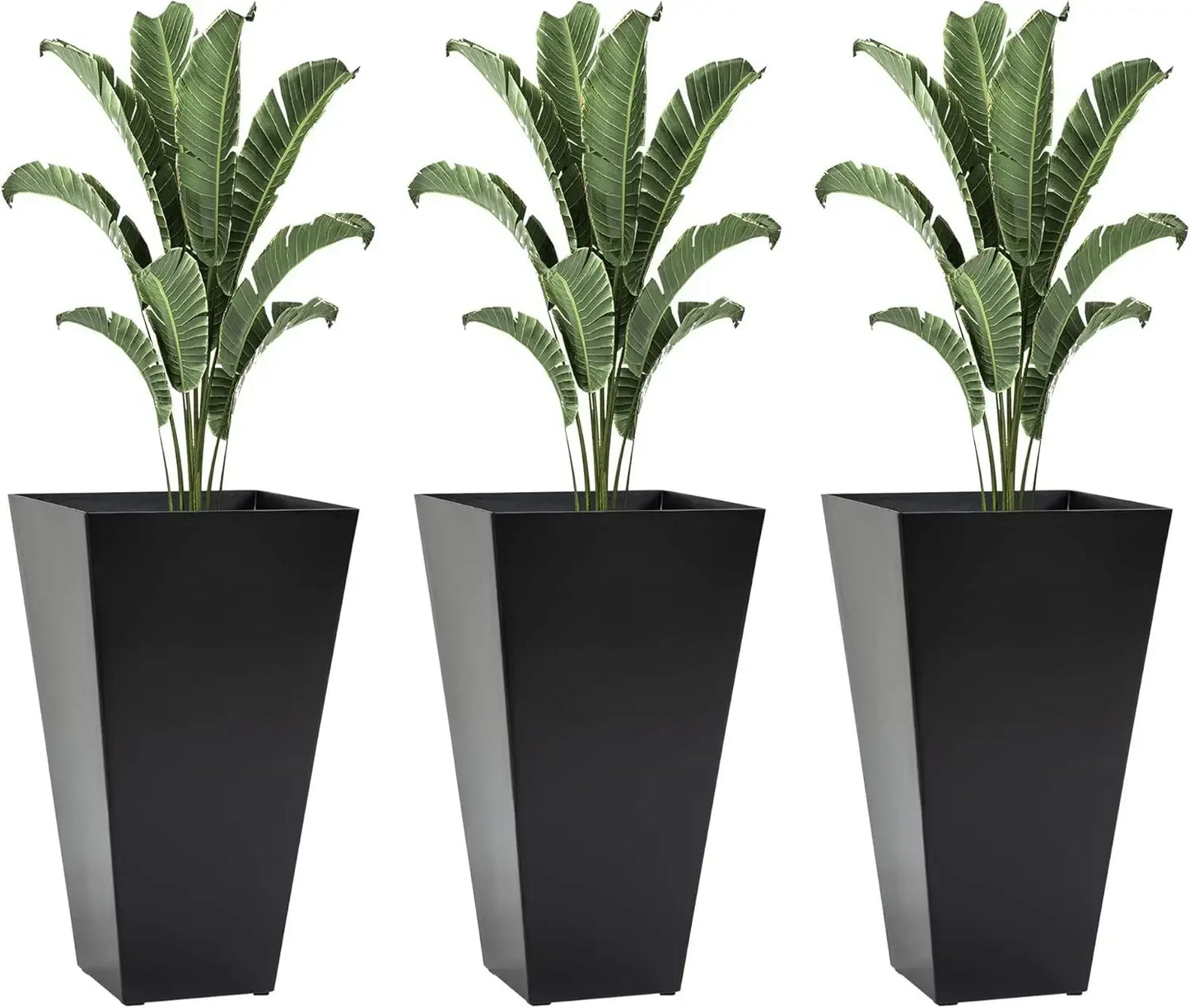 Set of 3 Tall Planters with Drainage Hole
