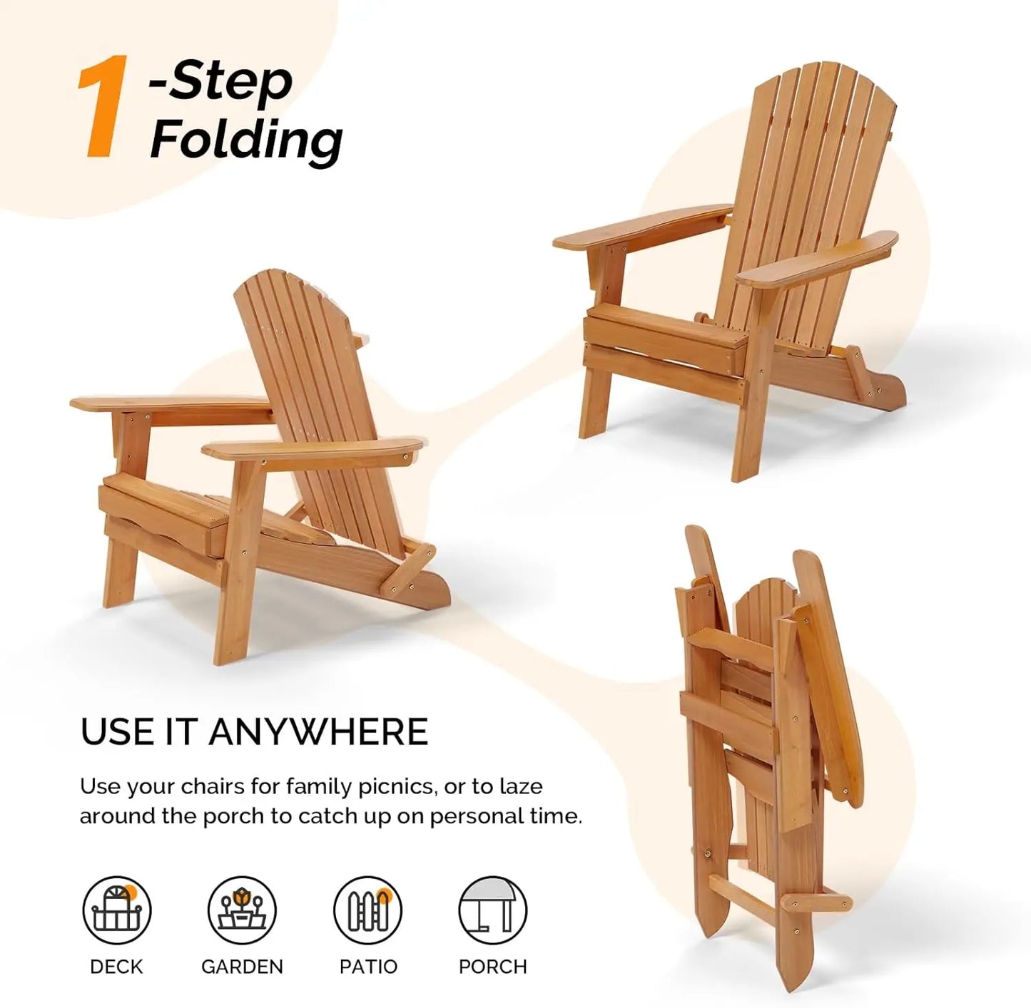 Folding Adirondack Chairs Set of 4