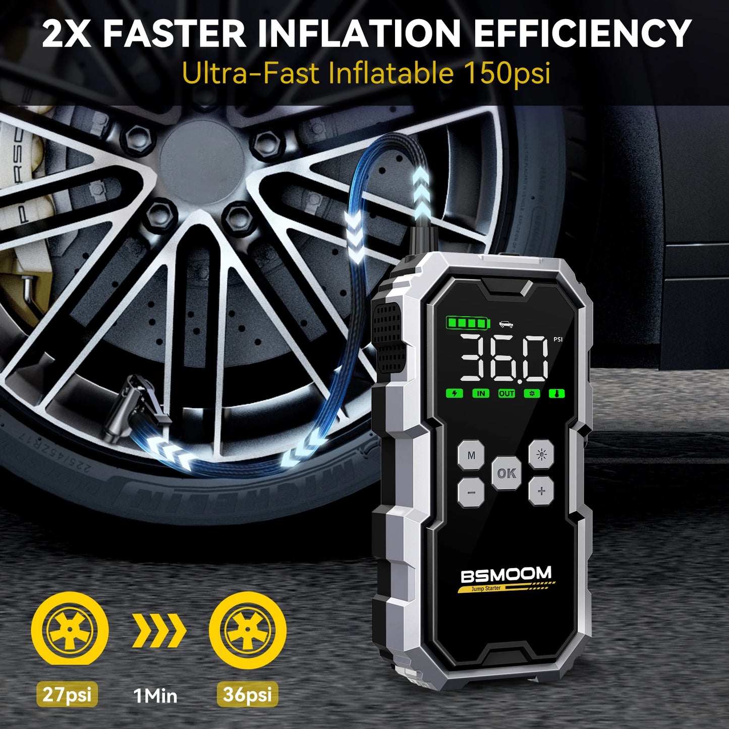 7000A Car Jump Starter With Compressor
