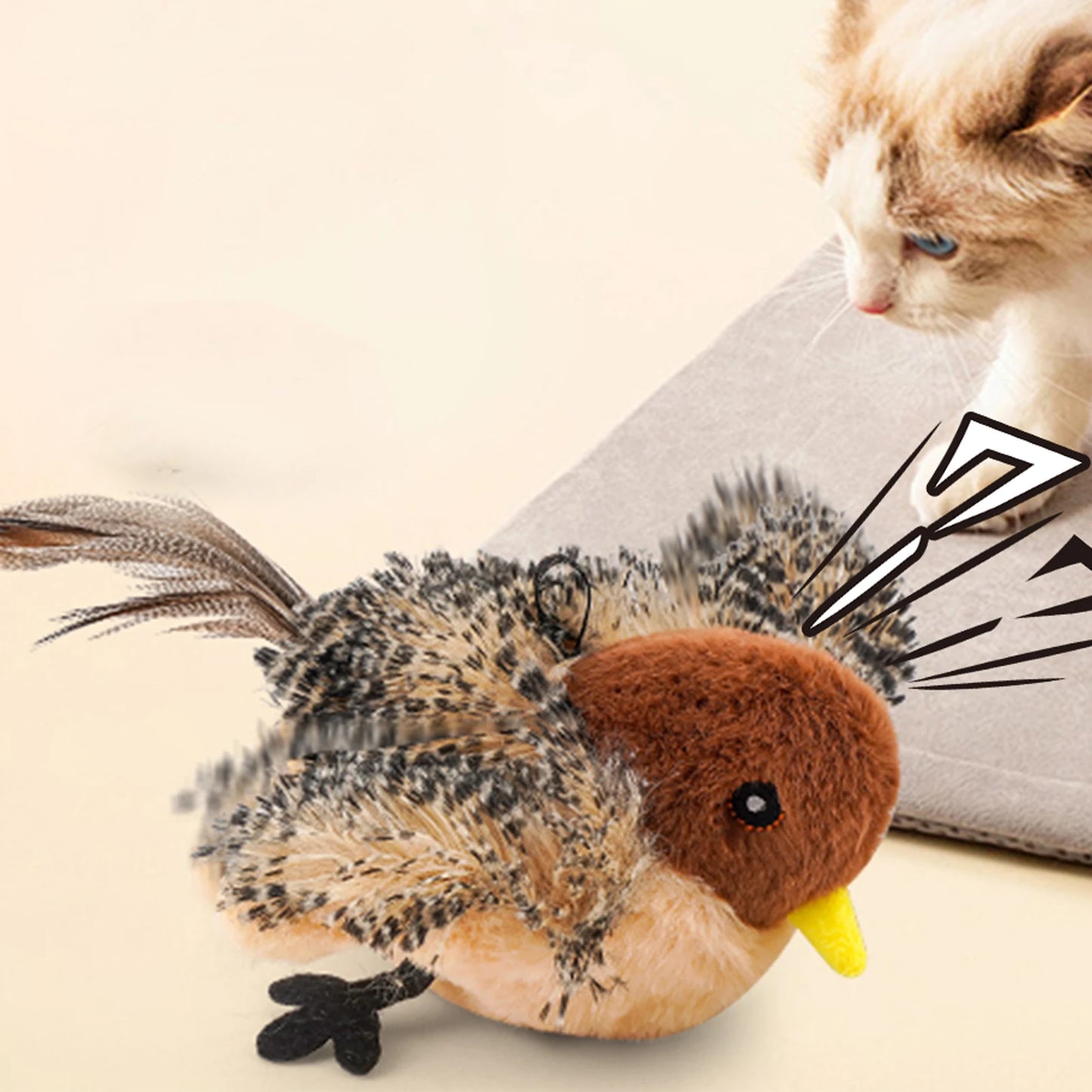 Remote Control Simulated Chirping Bird Cat Toy