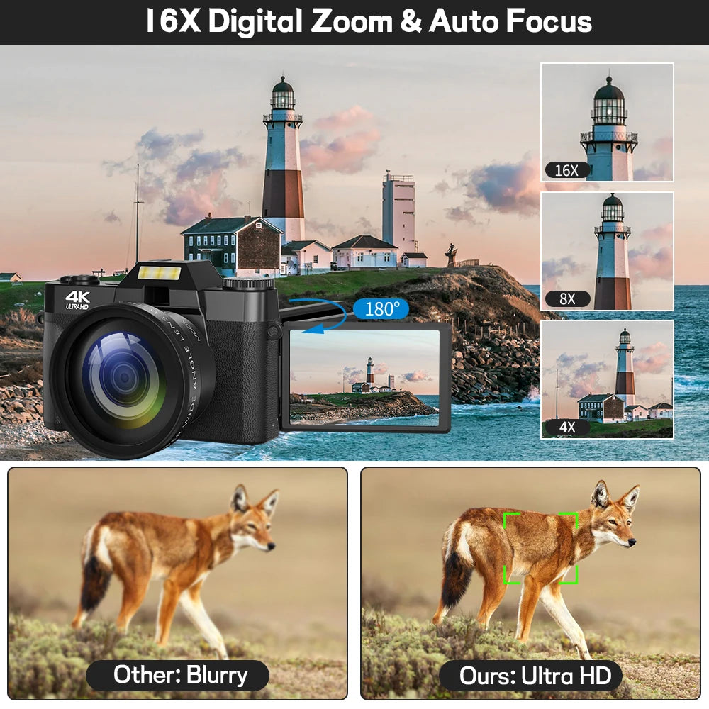 4K WIFI Webcam / Camcorder 3 Inch Flip Screen Wide Angle Lens