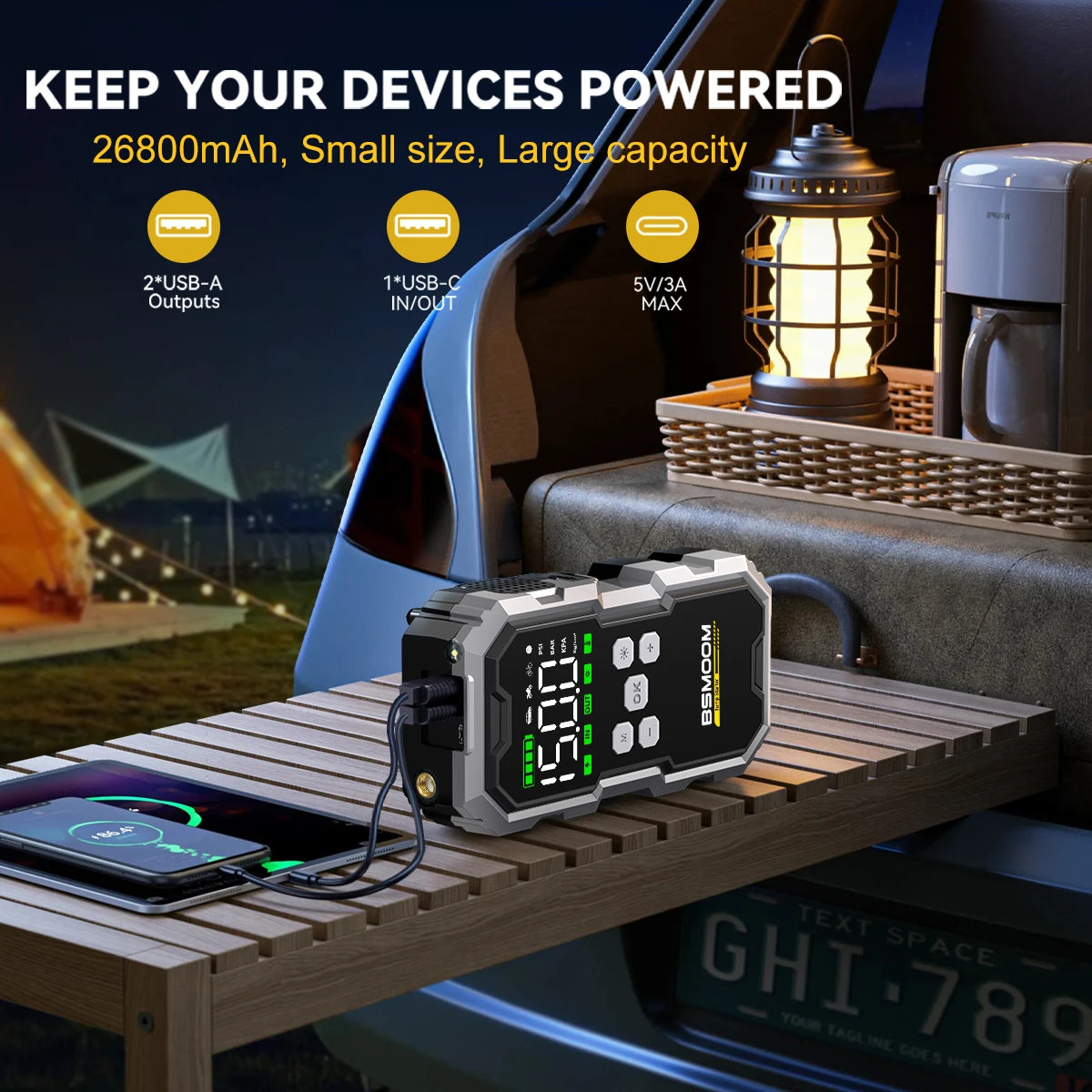 7000A Car Jump Starter With Compressor