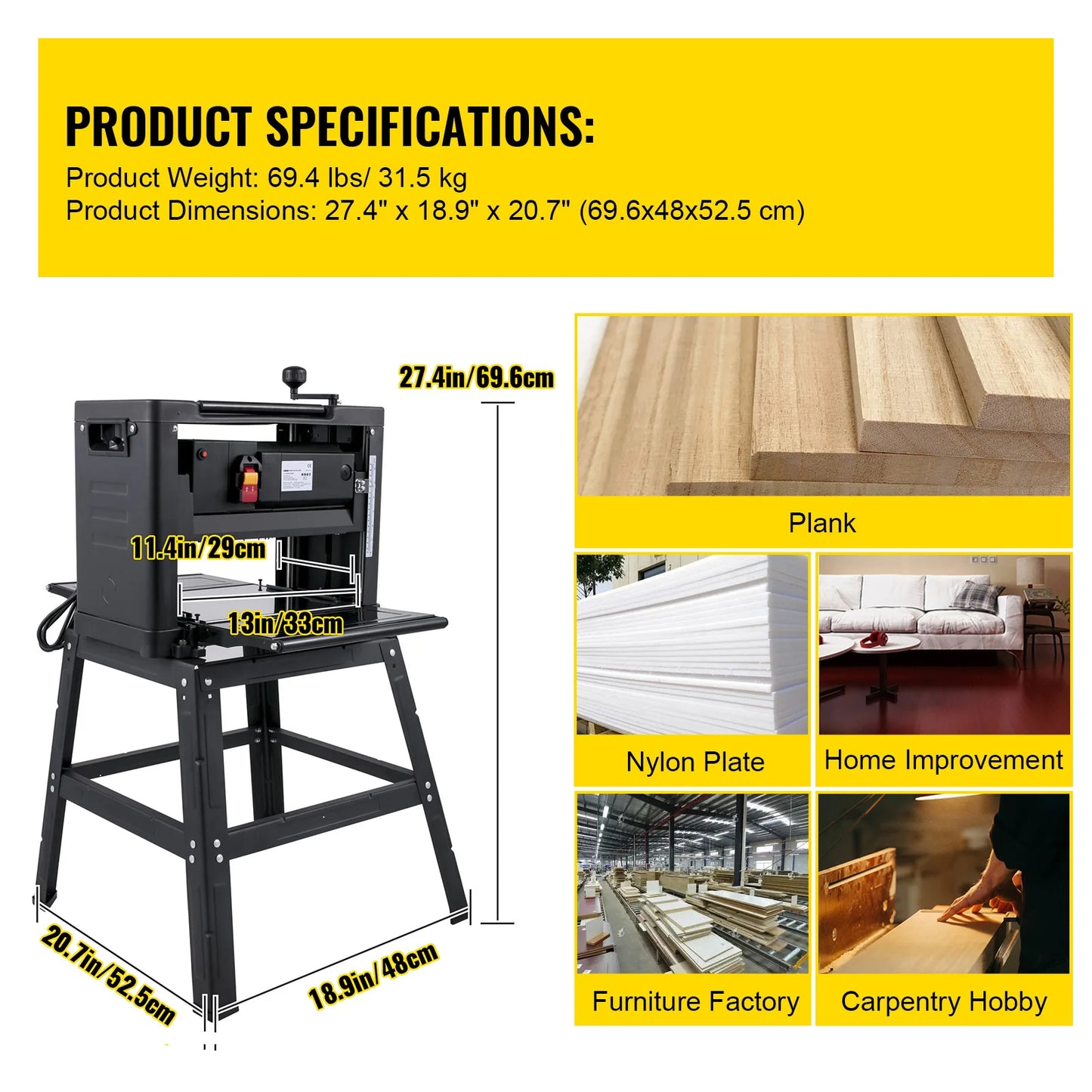 Electric Planer With Stand & Dust Exhaust