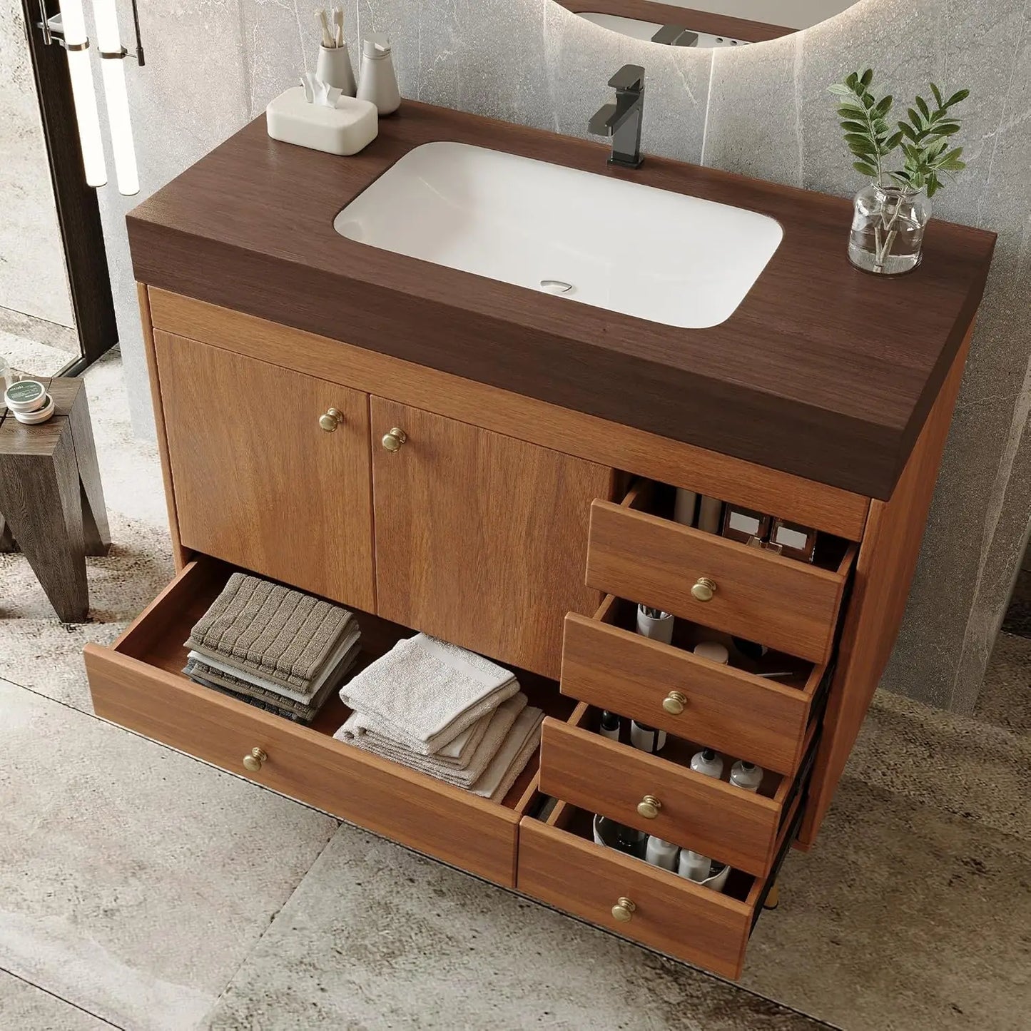 36in Freestanding Bathroom Vanity Ceramic Sink