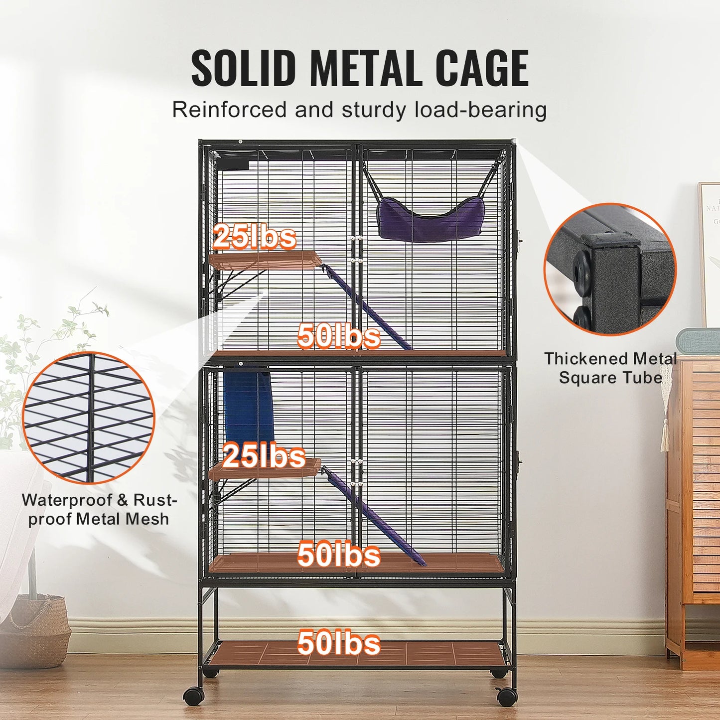 Rolling Metal Small Animal Cage