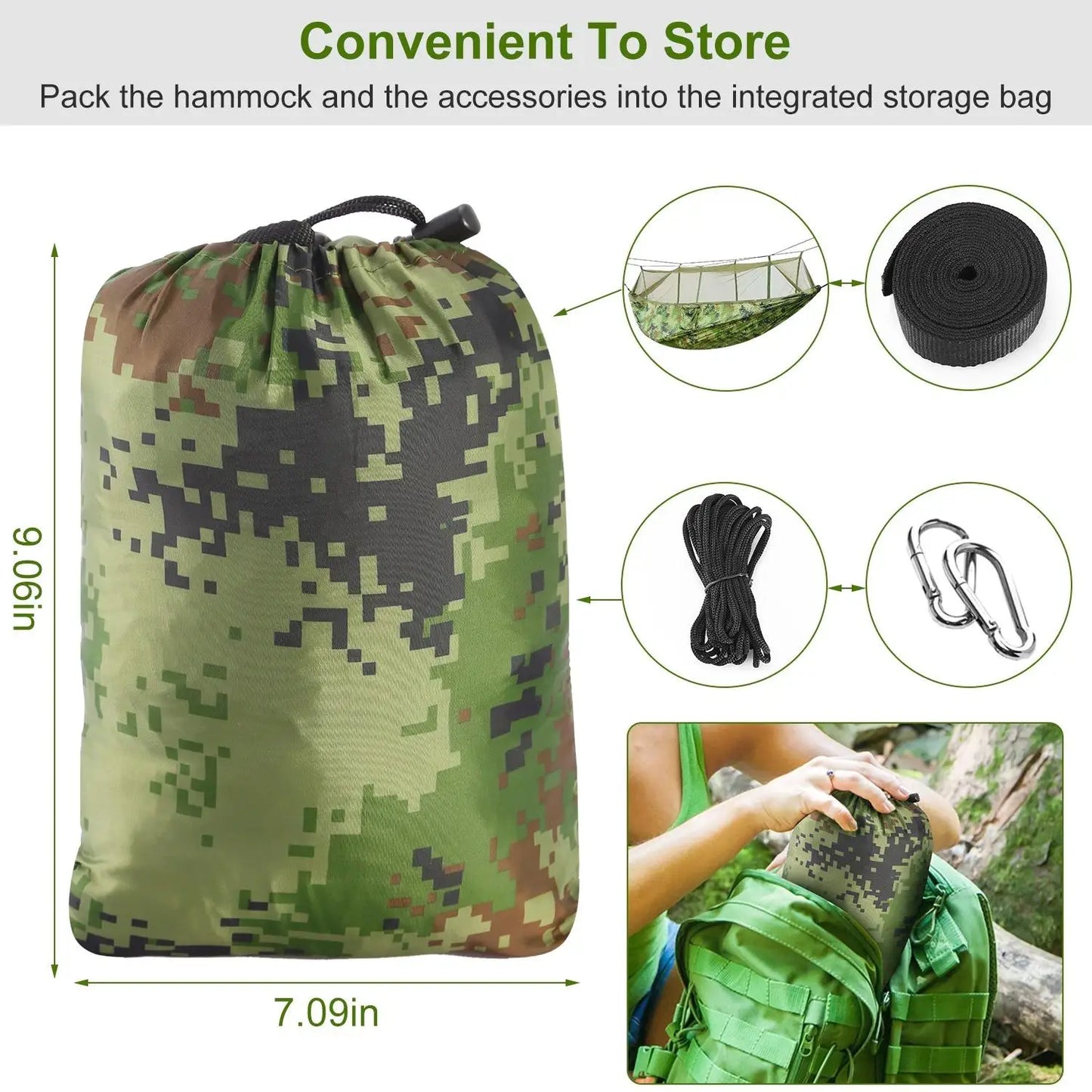 Portable Double Camping Hammock with Mosquito Net