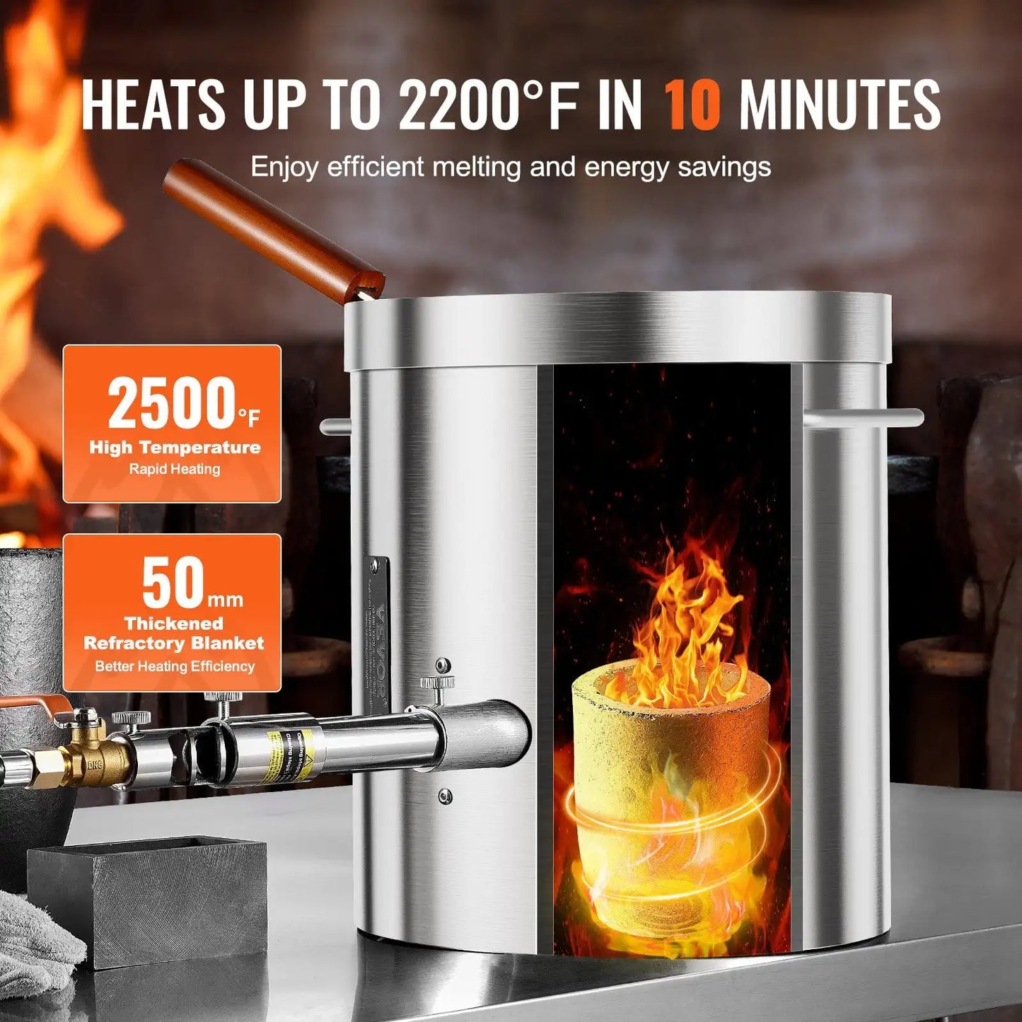 Propane Melting Furnace Kit 8KG/18lbs with Crucible Tongs