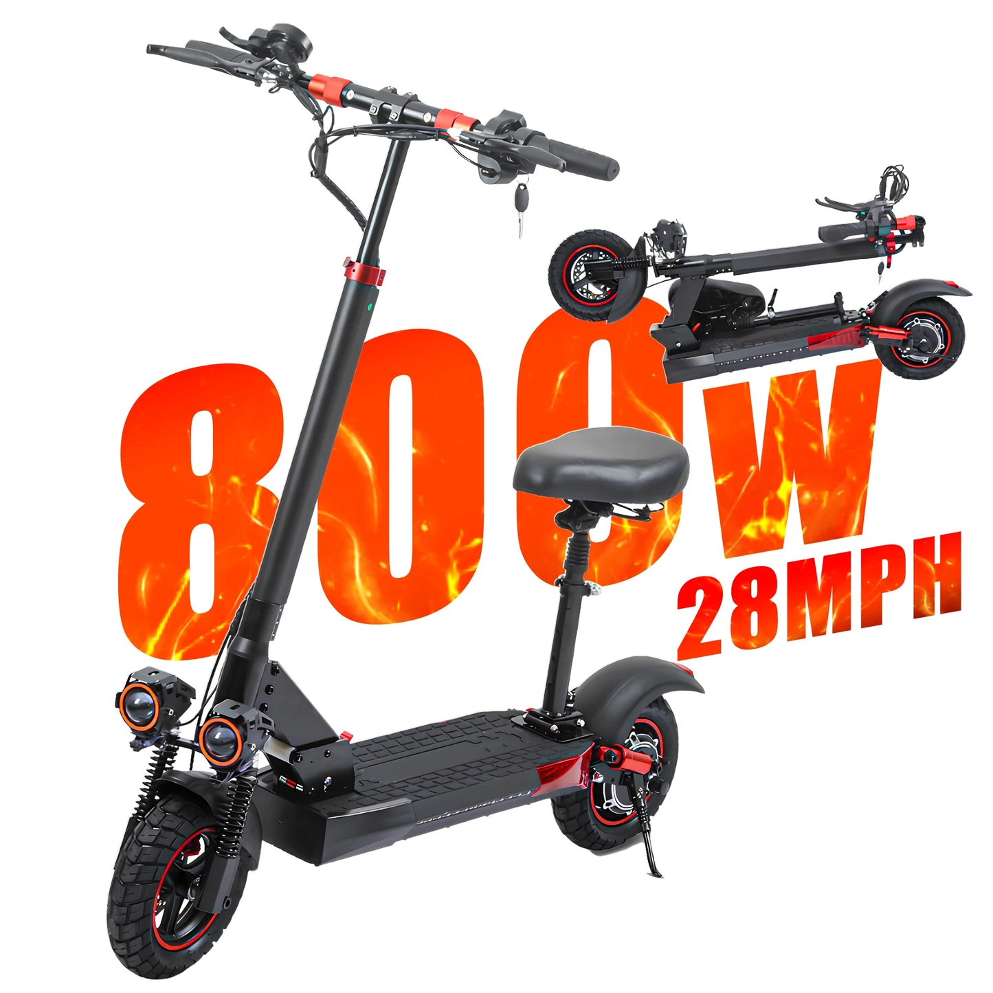 800W Folding Electric Scooter With Seat