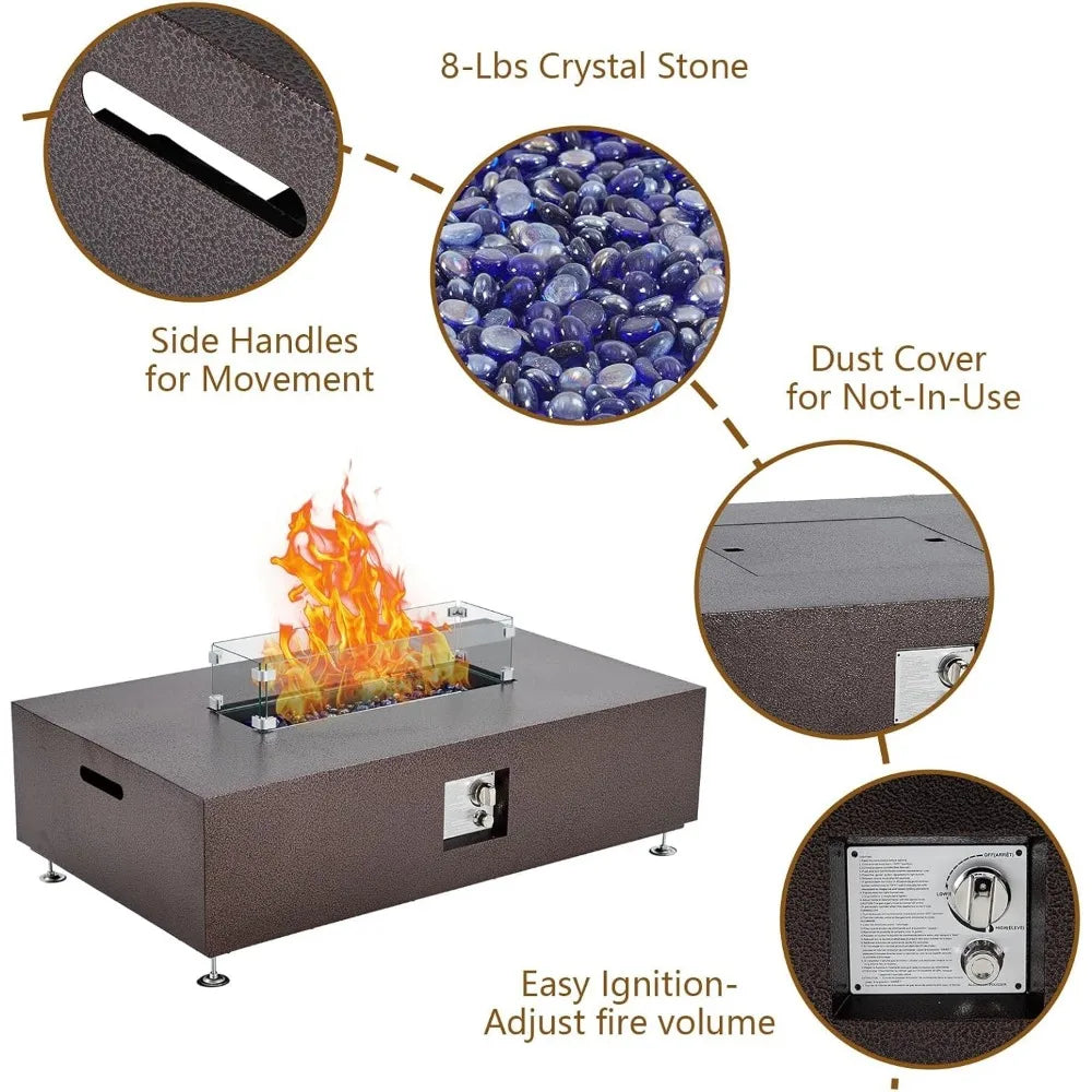 48 - Inch Outdoor Propane Fire Pit Table with Piezo Ignition