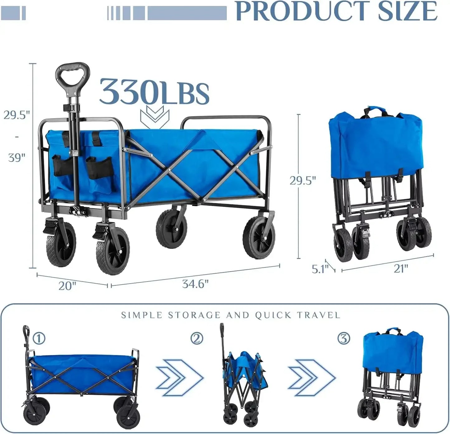 Foldable Wagons Carts with All-Terrain Wheels