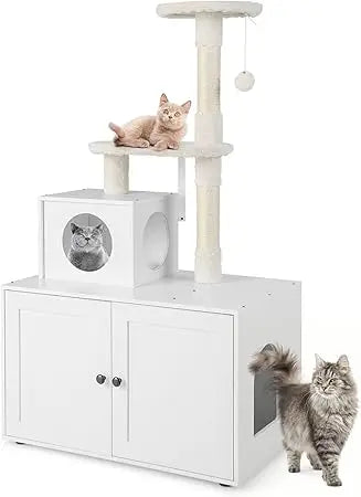 Litter Box Enclosure with Cat Tree