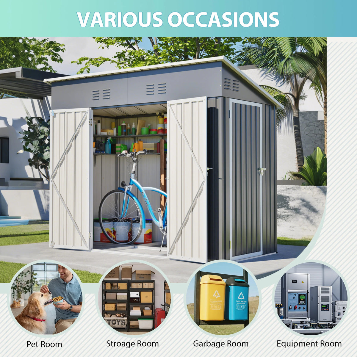 4x8 FT Metal Storage Shed