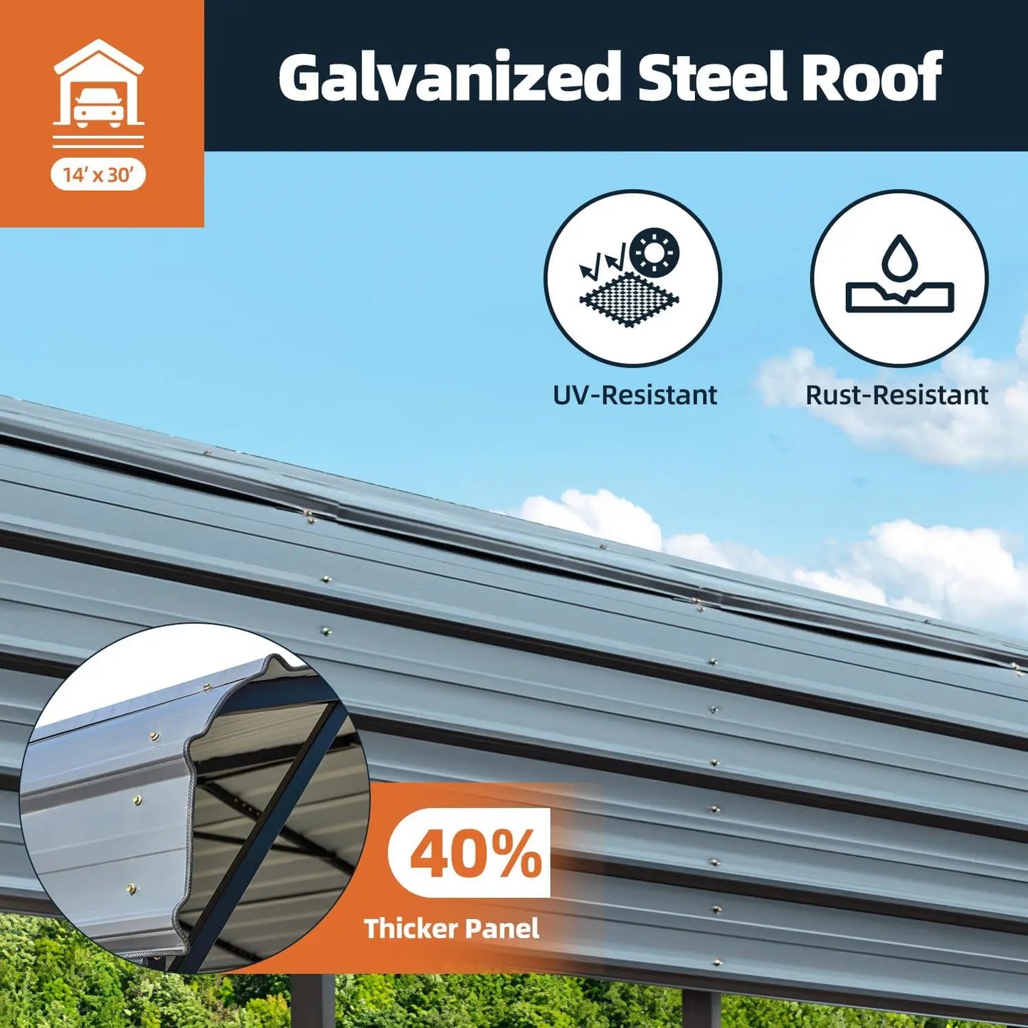 14x30 FT RV Metal Carport