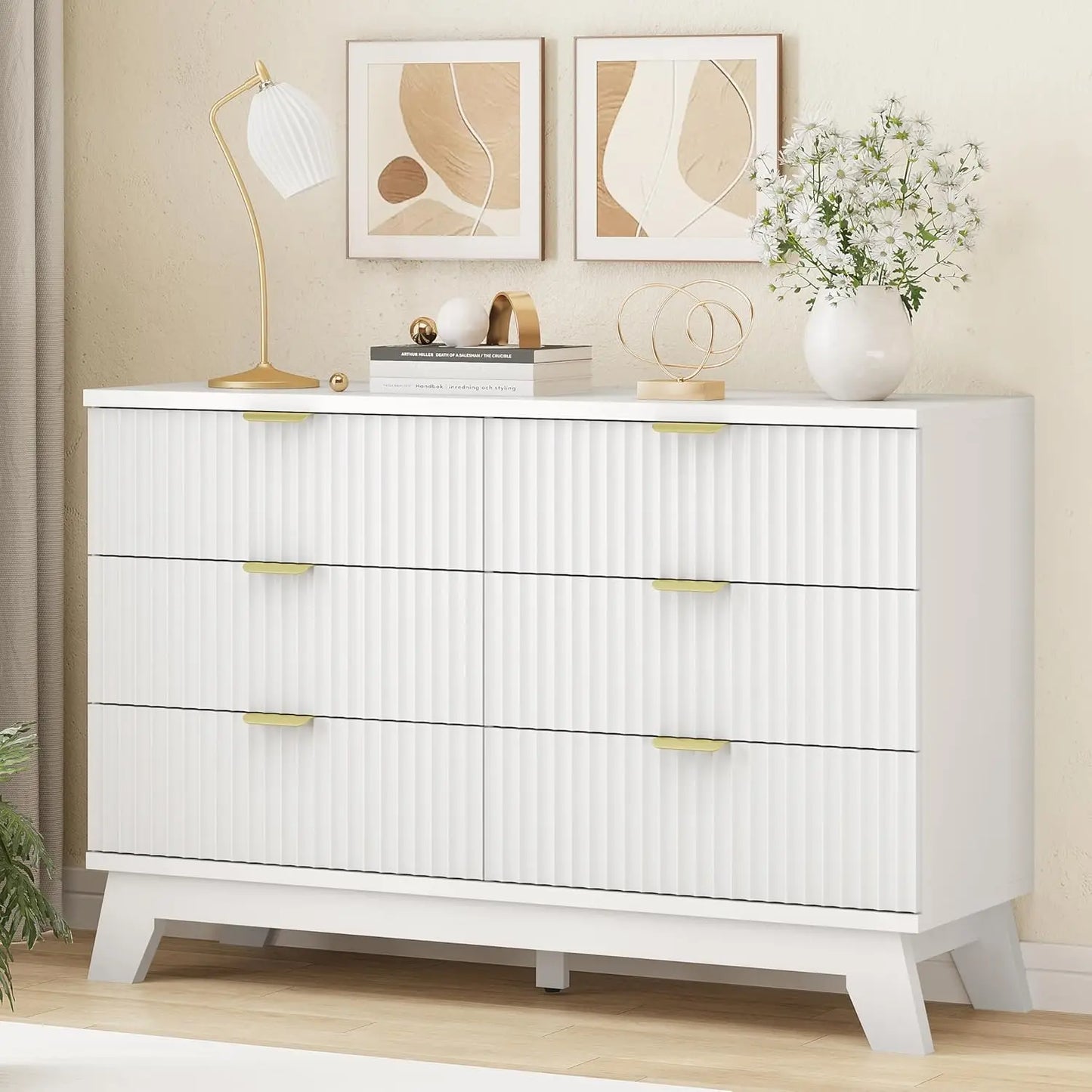 Fluted Dresser with 6 Drawers