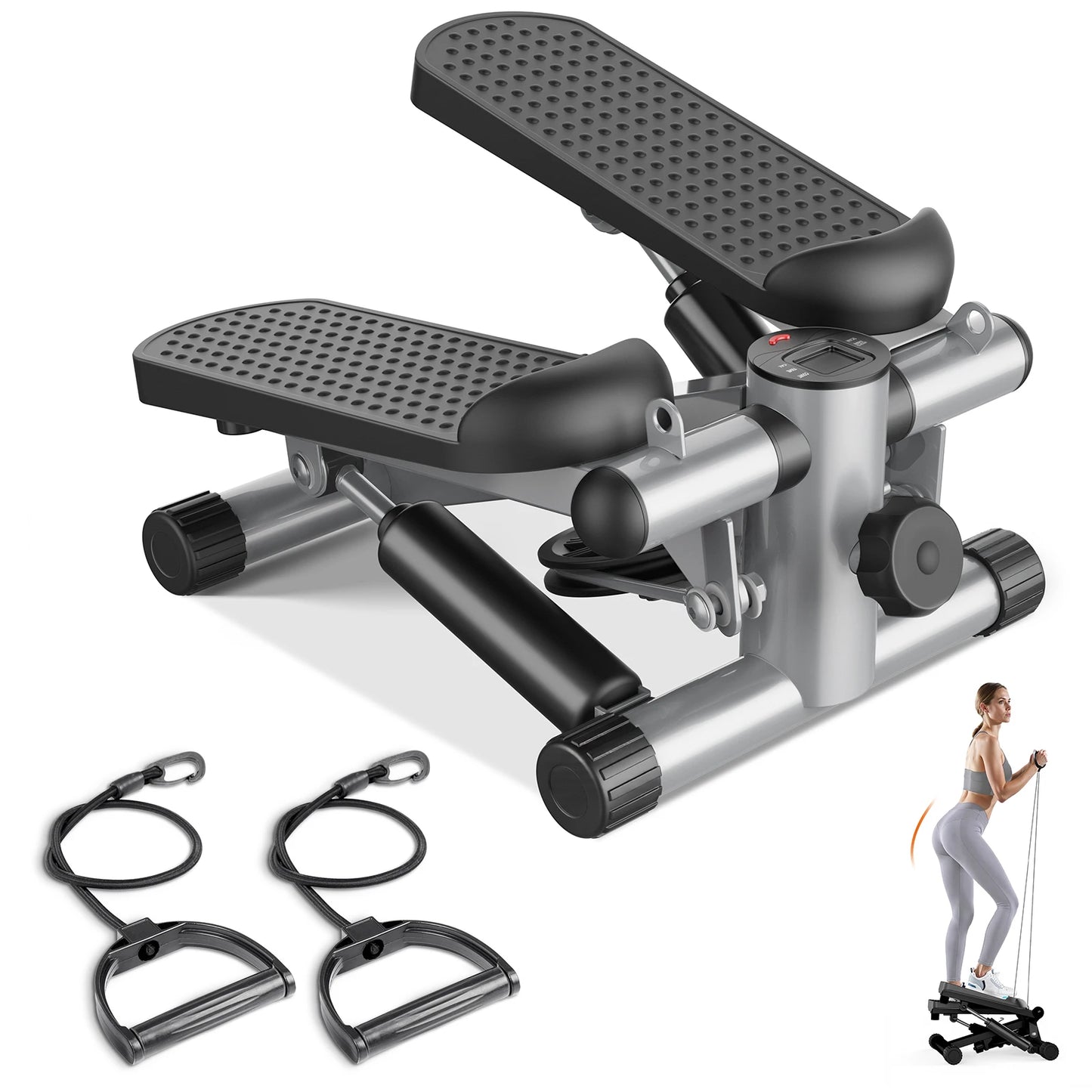 Mini Stepper with Resistance Bands 300 LBS Weight Capacity