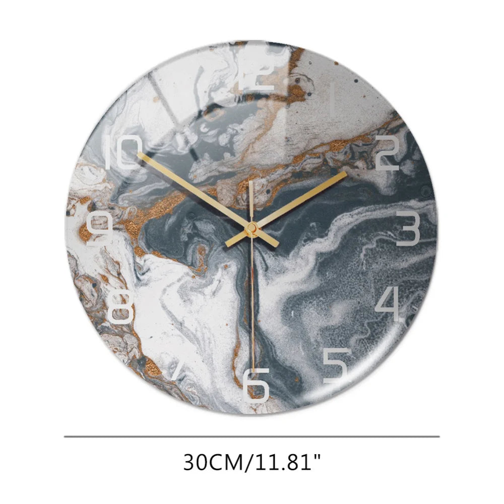 Luxury 3D Acrylic Black Gold Marble Pattern Wall Clock