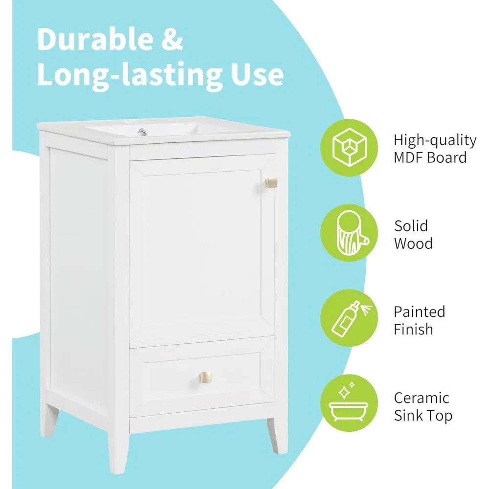 Small Bathroom Vanity with Single Sink - 20"