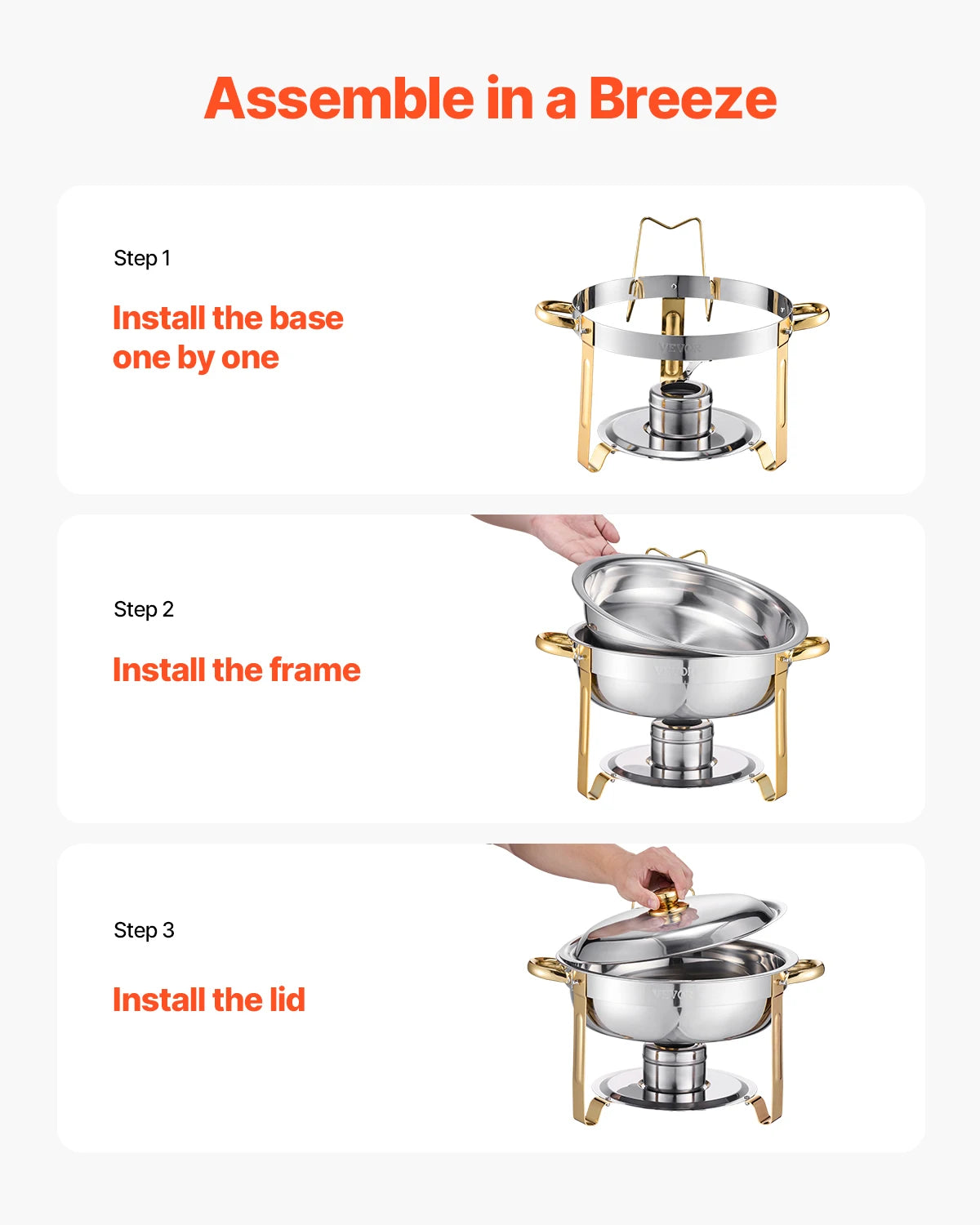 4 Pack Chafing Dish Buffet Set Stainless Steel