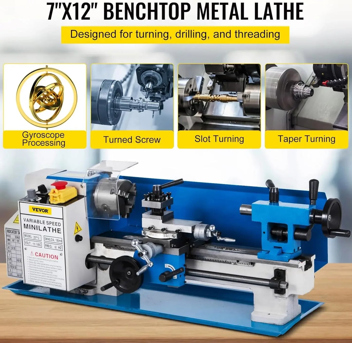 Metal Lathe 7"x12", Variable Speed