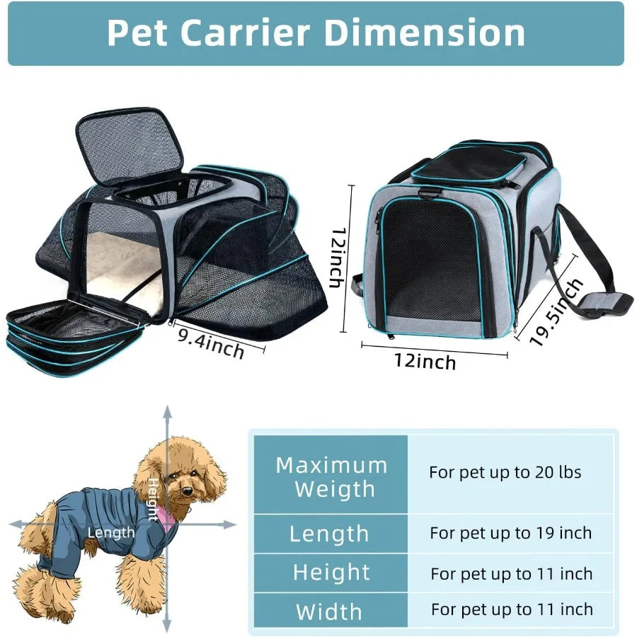 Airline approved expandable pet carrier
