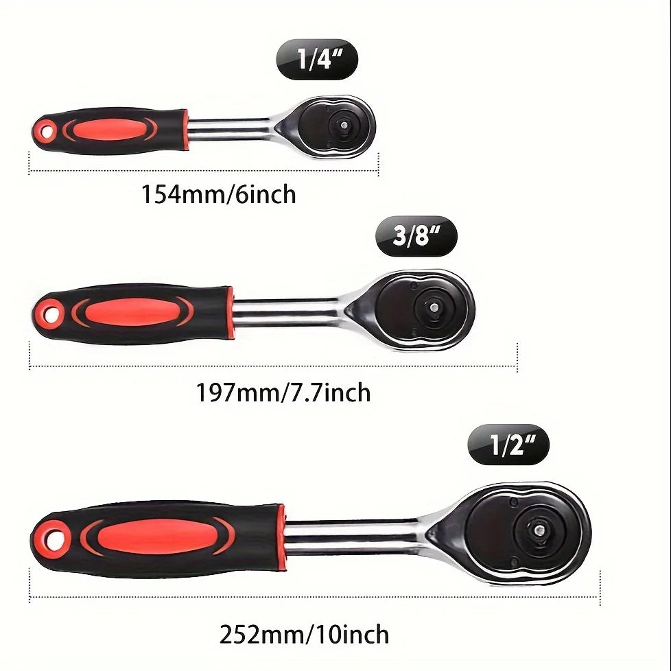 3-Piece Ratchet Set, 1/4", 3/8", 1/2" Drive
