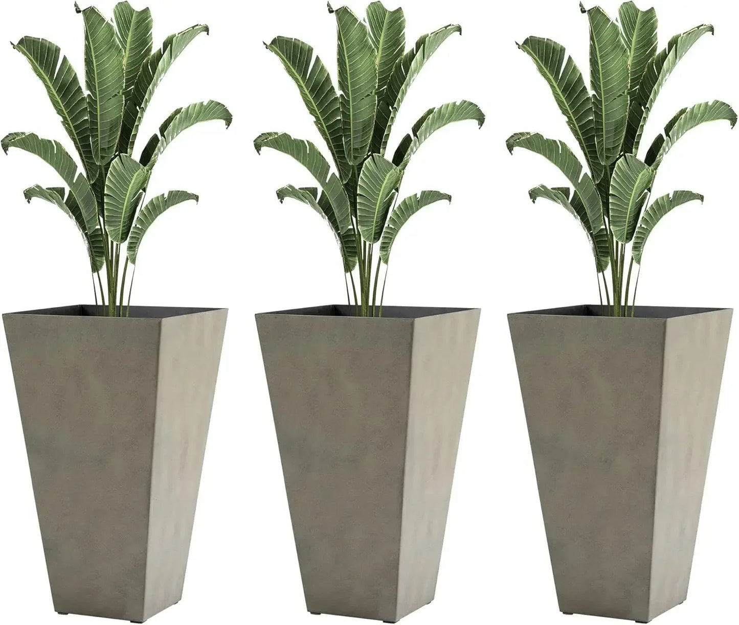 Set of 3 Tall Planters with Drainage Hole