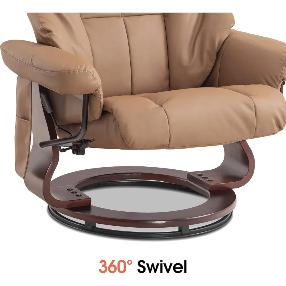 Swivel Recliner Chair with Ottoman and Vibration Massage