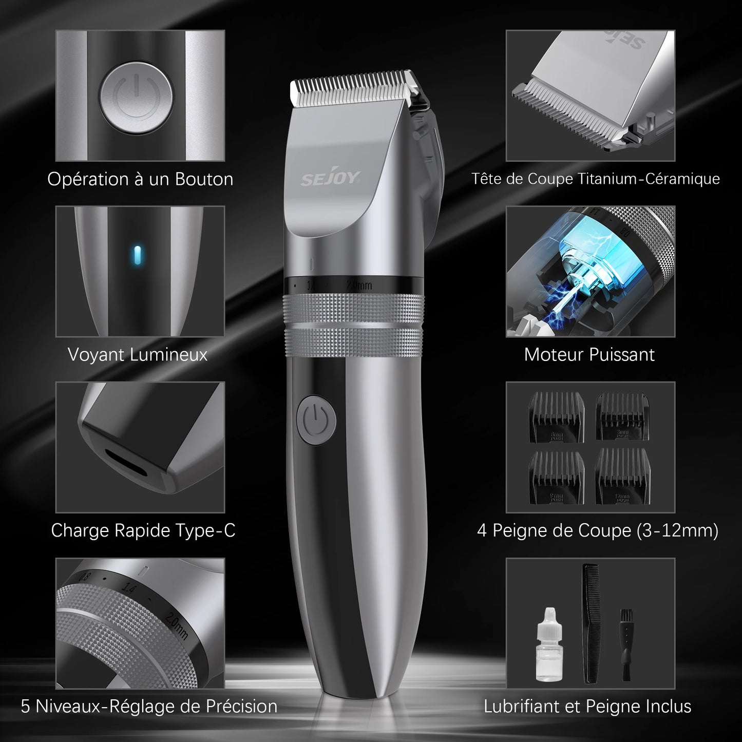 Rechargeable Electric Hair Clippers Men Professional