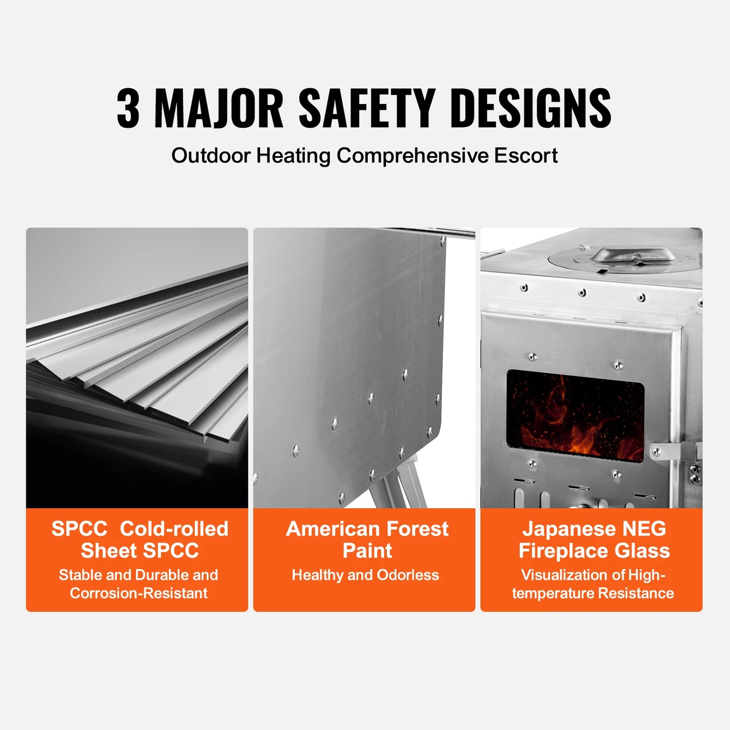 86in Stainless Steel Camping Tent Stove Wood Burning