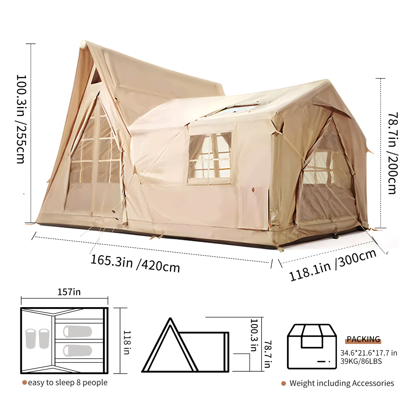 Large Inflatable Tent 135 SQFT