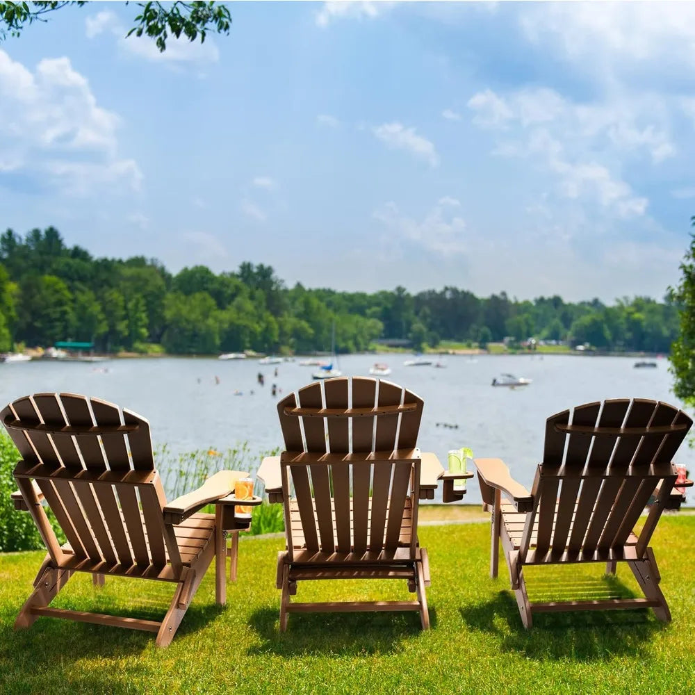 Folding Adirondack Chairs Set of 2 with Retractable Ottoman
