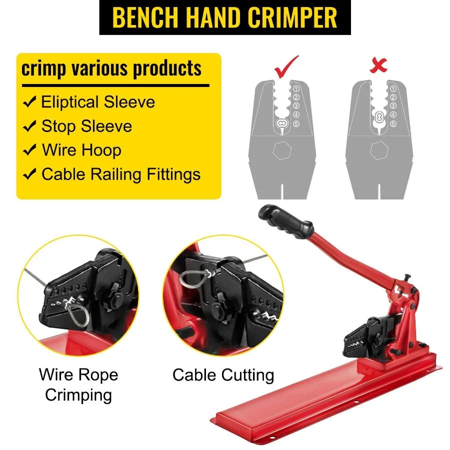 Wire Rope Swaging Tool w Crimper Cable Bolt Cutter